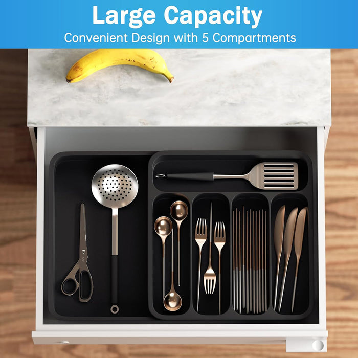 Expandable Cutlery Drawer Organizer Adjustable 6-Slot Kitchen Utensil Tray
