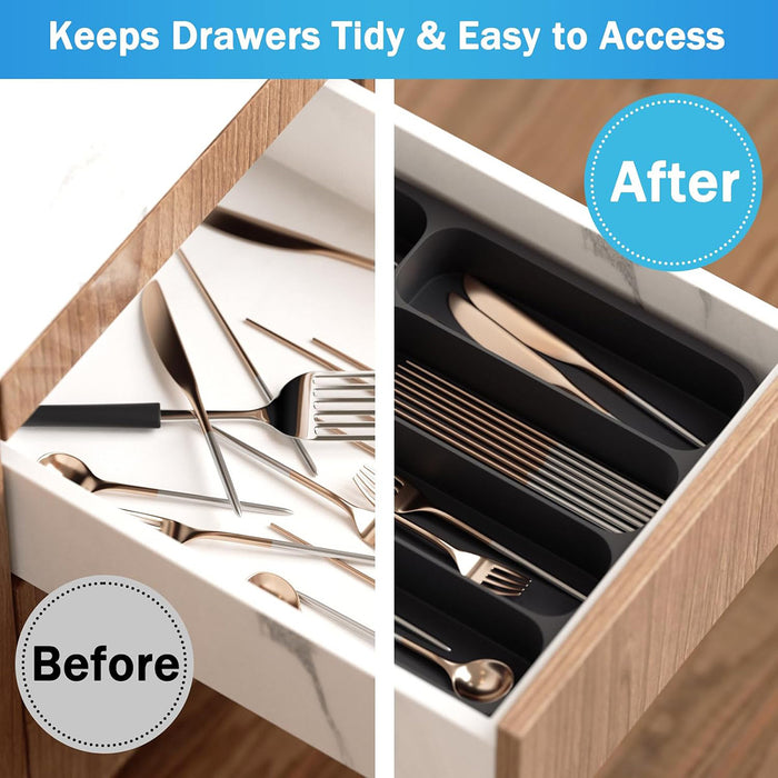 Expandable Cutlery Drawer Organizer Adjustable 6-Slot Kitchen Utensil Tray