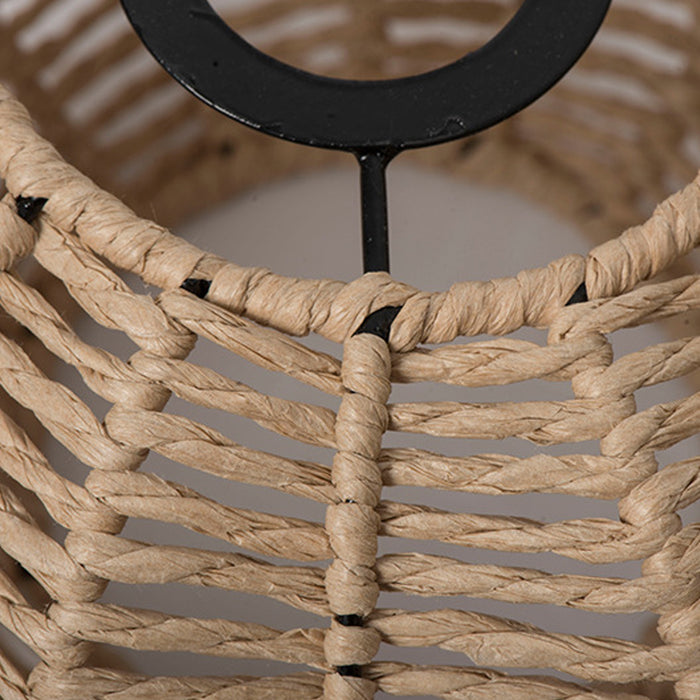 Pastoral Handwoven Paper Rope Lampshade Creative Hanging Light 230x35mm