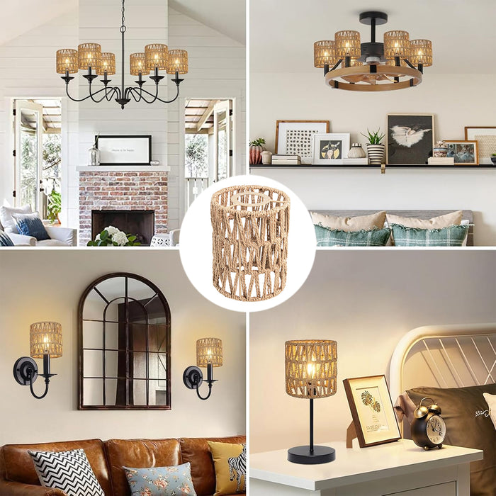 Paper Rope Pendant Light Rattan-Like Lampshade Lamp 150x115mm