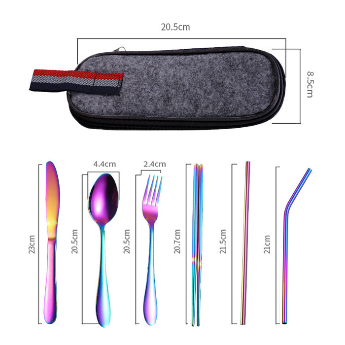 8pcs Portable Stainless Steel Tableware