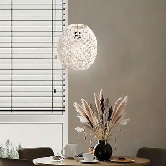 Paper Rope Pendant Light Rattan-Like Lampshade Lamp 150x150mm