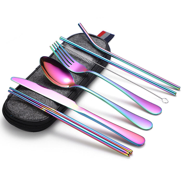8pcs Portable Stainless Steel Tableware