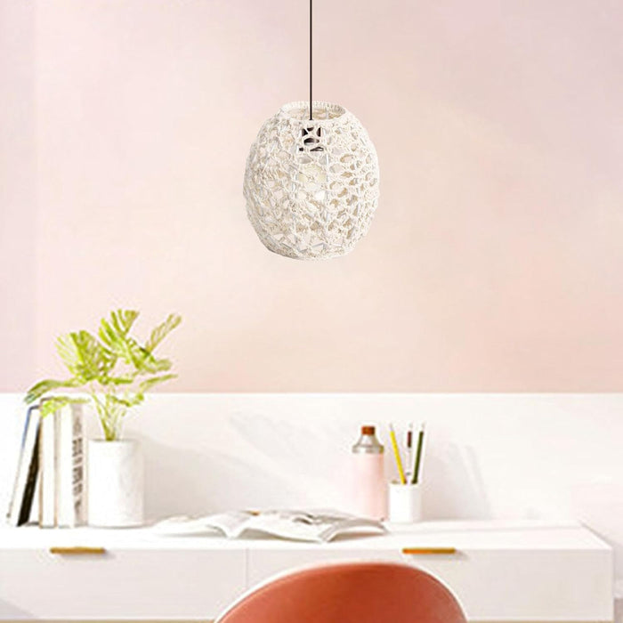 Paper Rope Pendant Light Rattan-Like Lampshade Lamp 150x150mm