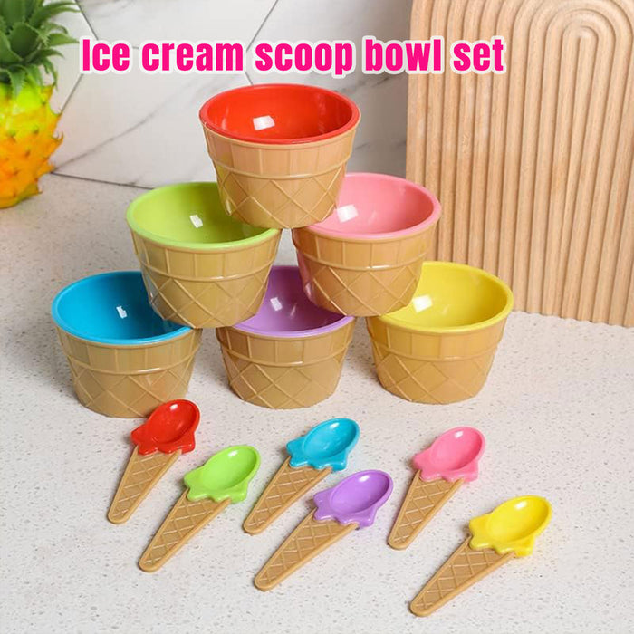 Ice Cream Bowls With Spoon set of 7