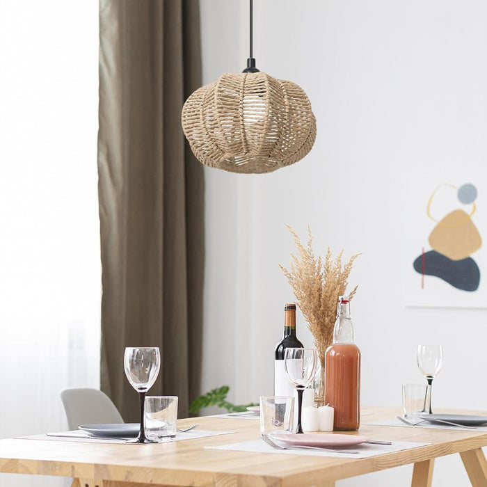 Pastoral Handwoven Paper Rope Lampshade Creative Hanging Light 230x35mm