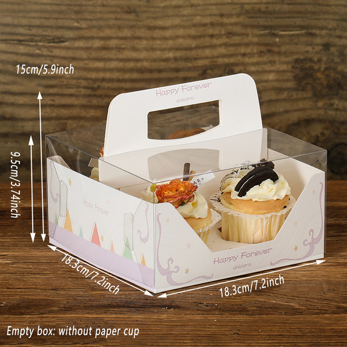 Clear Cupcake Box, 4-cup box, 10pcs