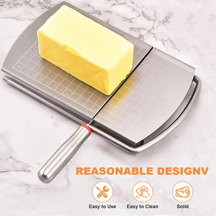 Cheese Slicer Board with Scale, Stainless Steel