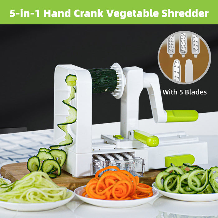 5-in-1 Manual Vegetable Slicer, Spiral Cutter, Grater, Shredder