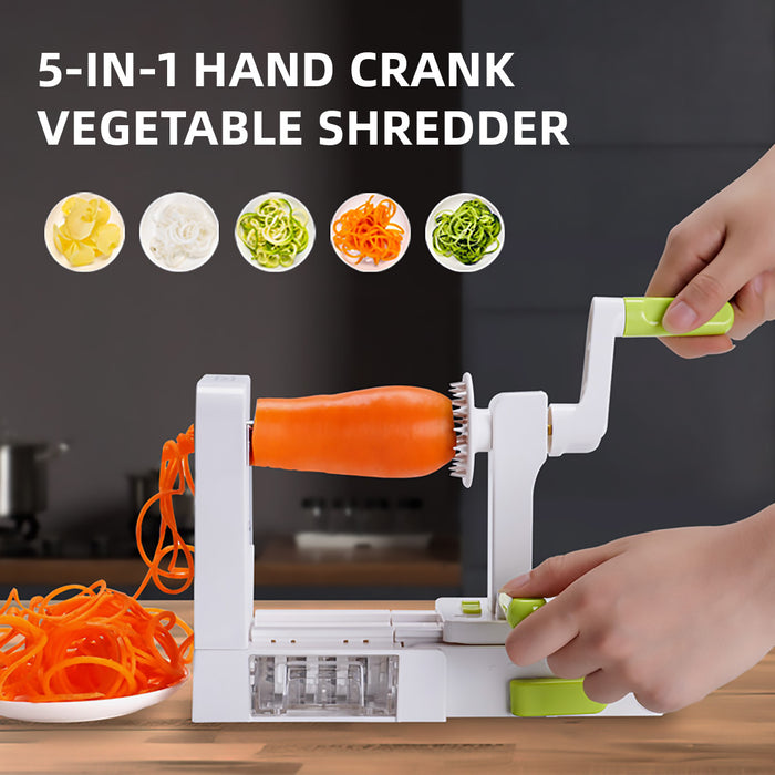 5-in-1 Manual Vegetable Slicer, Spiral Cutter, Grater, Shredder