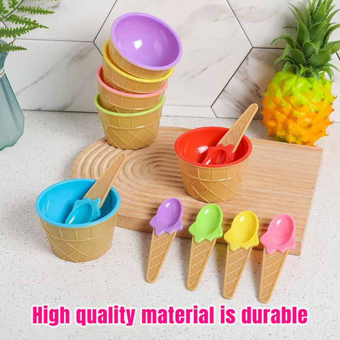 Ice Cream Bowls With Spoon set of 7