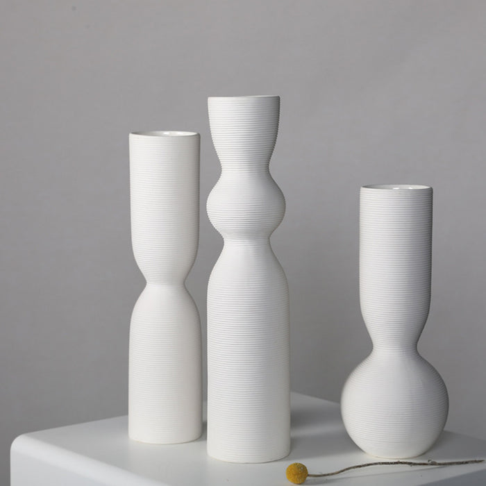 Simple White Ceramic Vase for Table Decor, 75x310mm