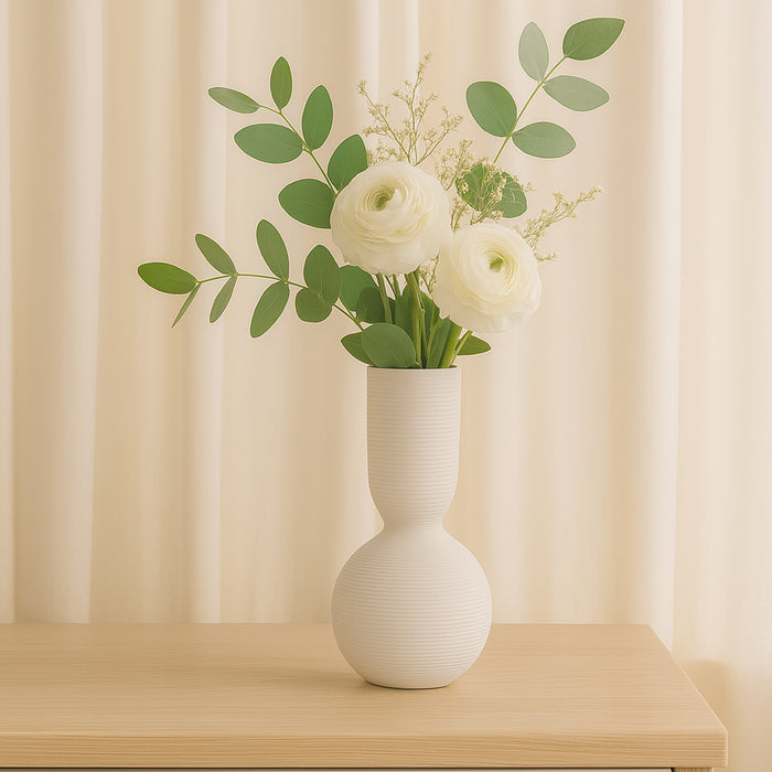 Simple White Ceramic Vase for Table Decor, 105x260mm