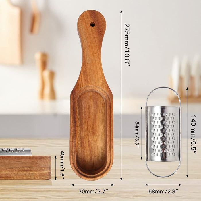 Stainless Steel Cheese Grater with Acacia Wood Handle