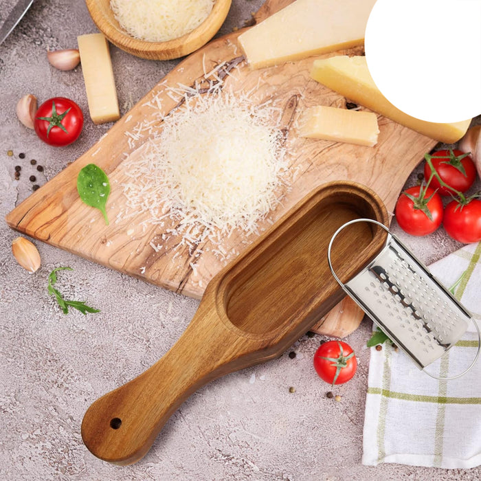 Stainless Steel Cheese Grater with Acacia Wood Handle