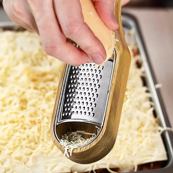 Stainless Steel Cheese Grater with Acacia Wood Handle