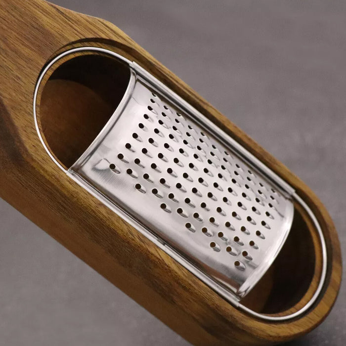 Stainless Steel Cheese Grater with Acacia Wood Handle
