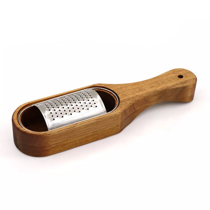 Stainless Steel Cheese Grater with Acacia Wood Handle