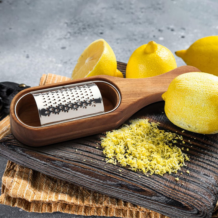 Stainless Steel Cheese Grater with Acacia Wood Handle
