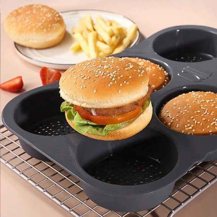 6 Cavity Silicone Hamburger Bun Pan