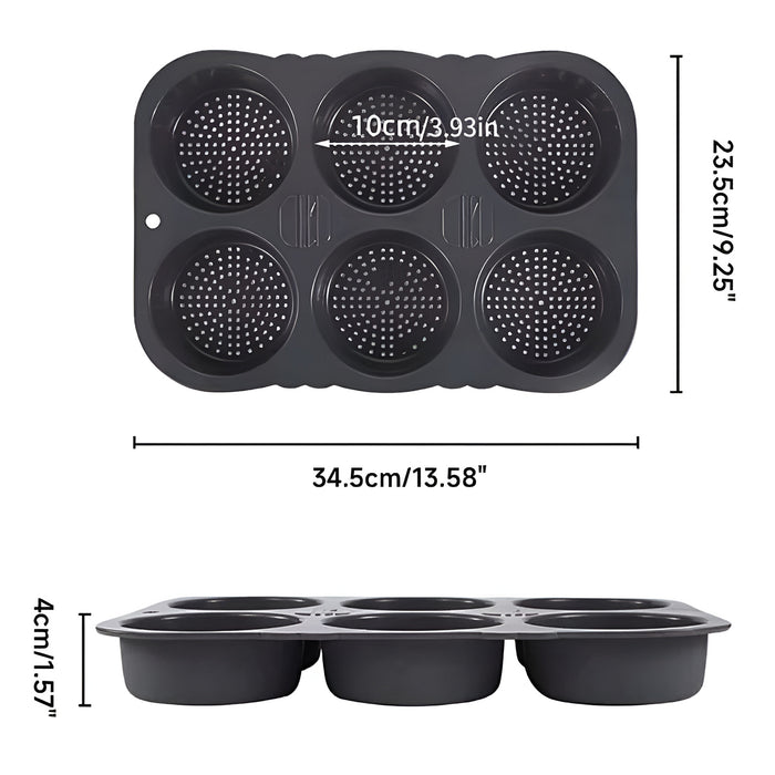 6 Cavity Silicone Hamburger Bun Pan