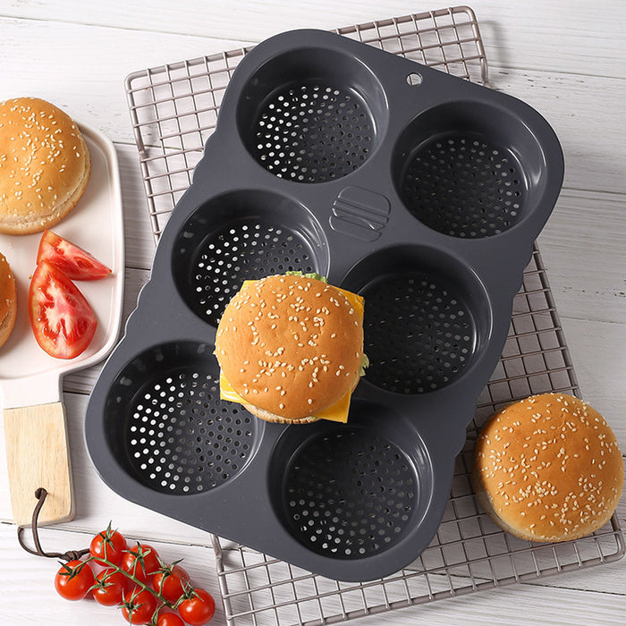 6 Cavity Silicone Hamburger Bun Pan