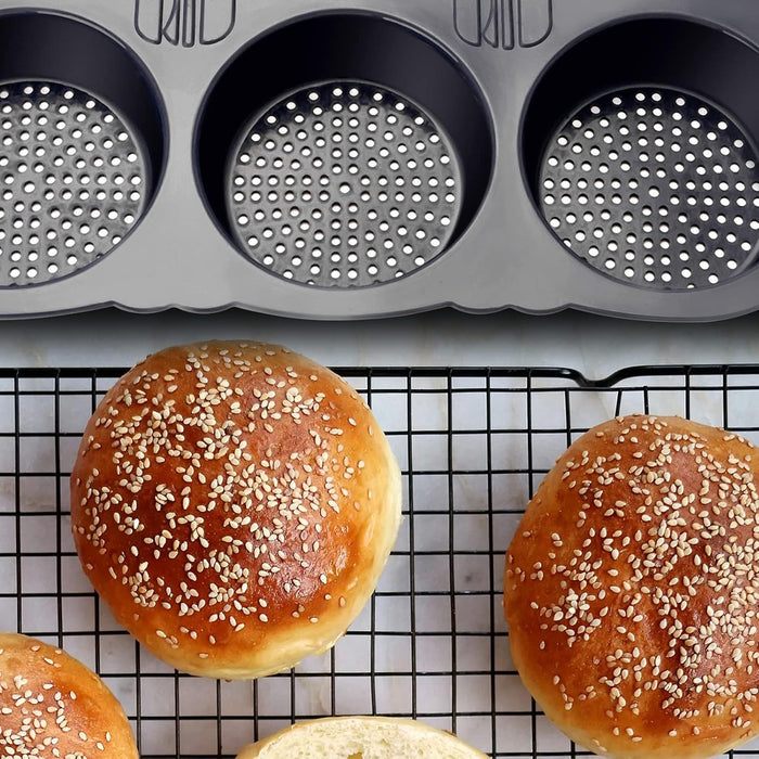 6 Cavity Silicone Hamburger Bun Pan