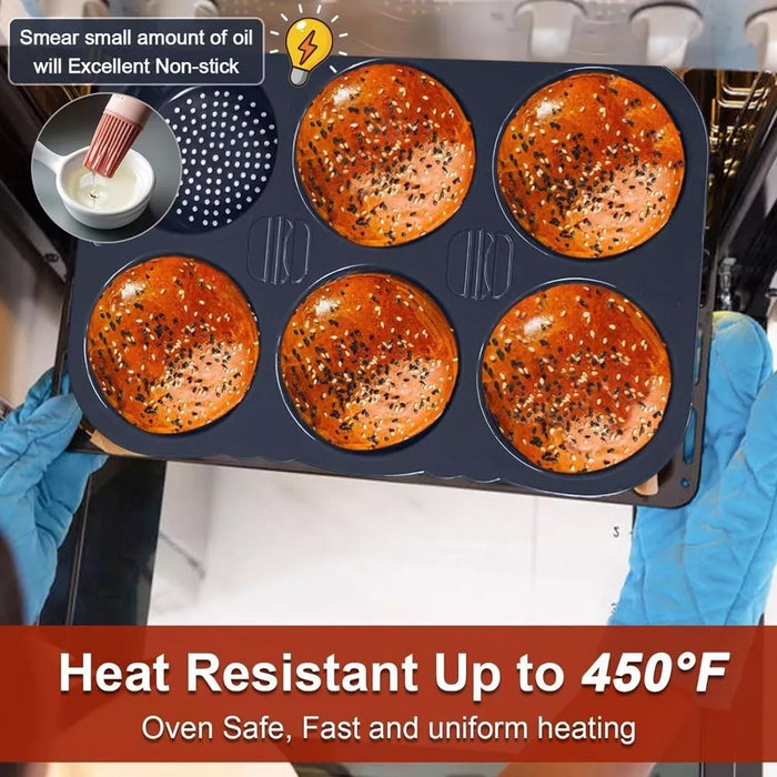6 Cavity Silicone Hamburger Bun Pan