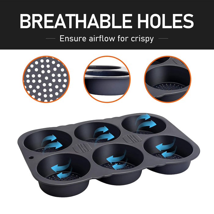 6 Cavity Silicone Hamburger Bun Pan