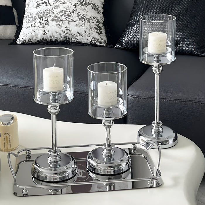 Metal Glass Candlestick Holder, Large size
