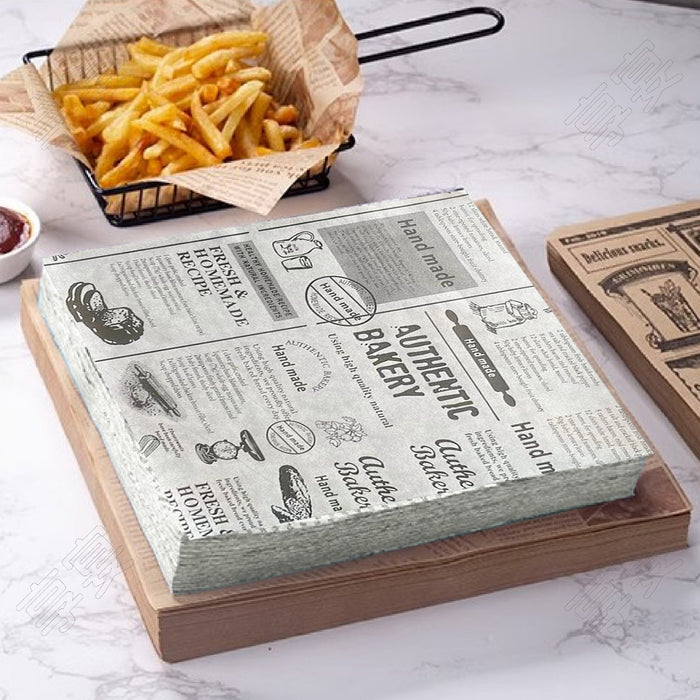 Newspaper Pattern Food Wrapping Paper, 180x180mm