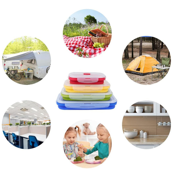 Silicone Collapsible Bento Lunch Box Set