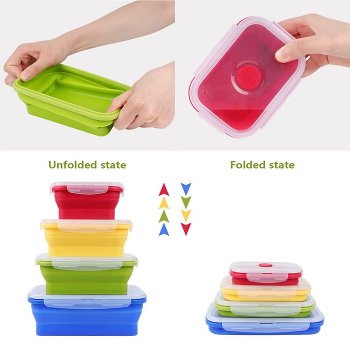 Silicone Collapsible Bento Lunch Box Set