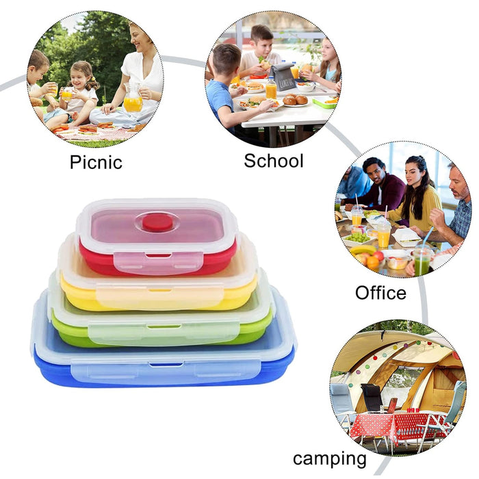 Silicone Collapsible Bento Lunch Box Set