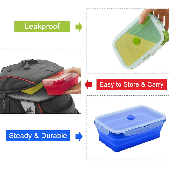 Silicone Collapsible Bento Lunch Box Set