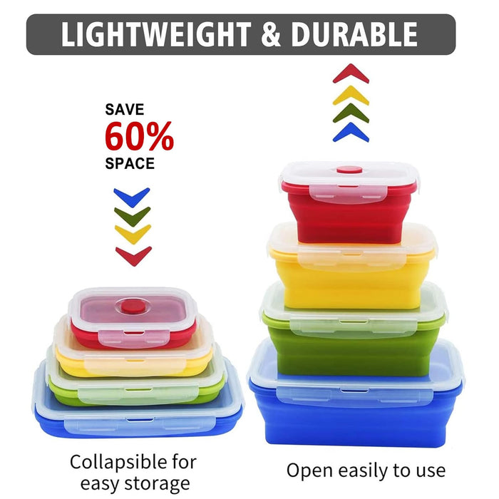 Silicone Collapsible Bento Lunch Box Set