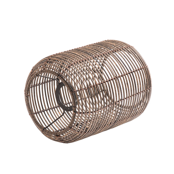 Yellow Vintage Chandelier, Bohemian Style Woven Rattan Lampshade