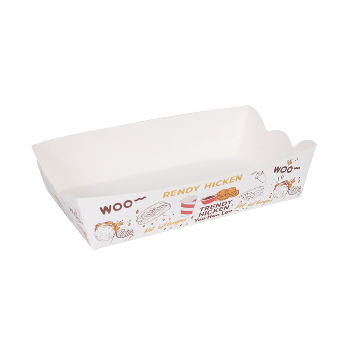100pcs Paper Food Trays, 143x85x40mm