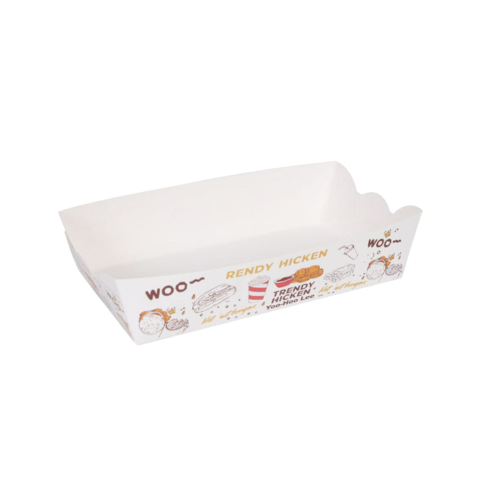 100pcs Paper Food Trays, 143x85x40mm
