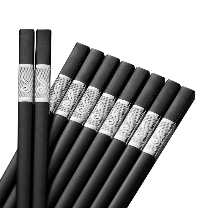 Premium Alloy Reusable Chopsticks, 10Pairs