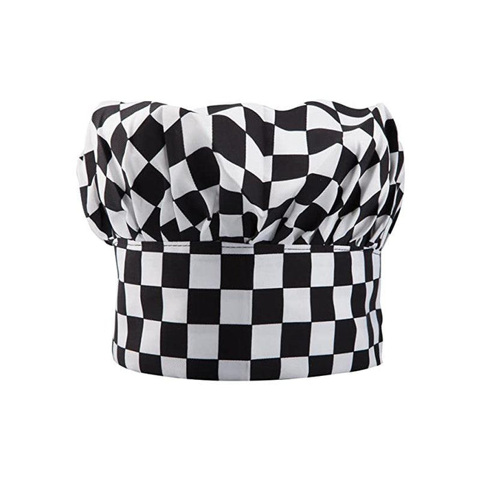 Restaurants Chef Hat, Black & White Checkered Pattern