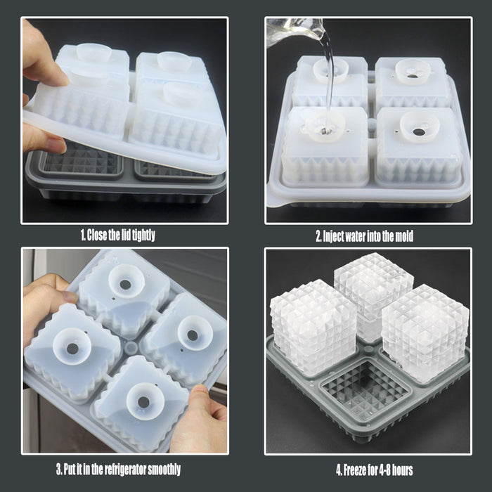 2pcs Silicone Ice Mold Tray for Whiskey Cocktails