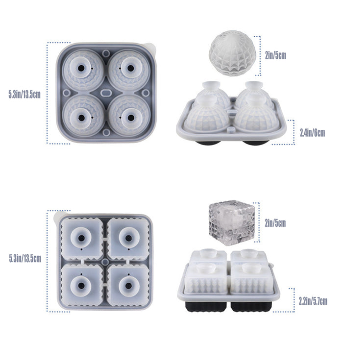 2pcs Silicone Ice Mold Tray for Whiskey Cocktails