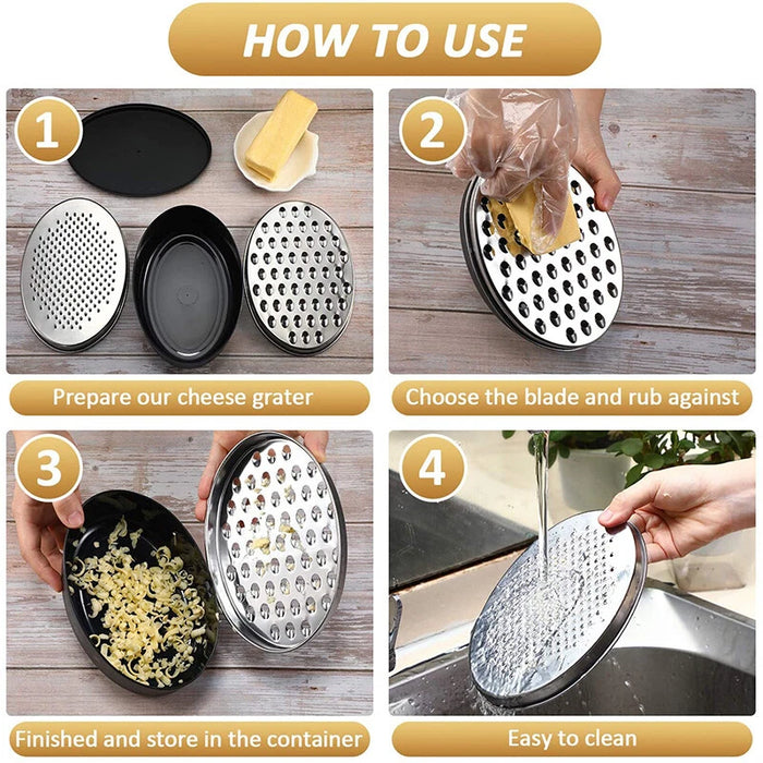 Stainless Steel Kitchen Cheese Grater with Container