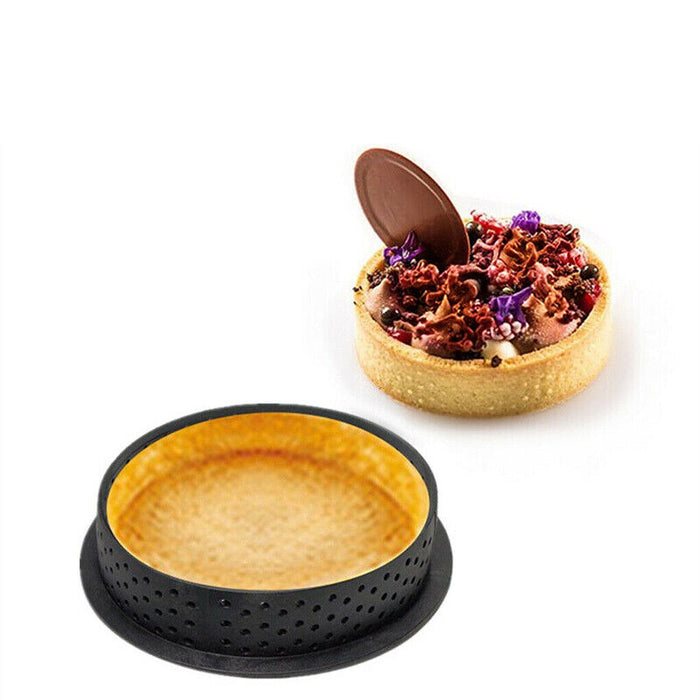 8 Pcs Circle Cake Mould Plastic Non-Stick Black, 95/80 mm