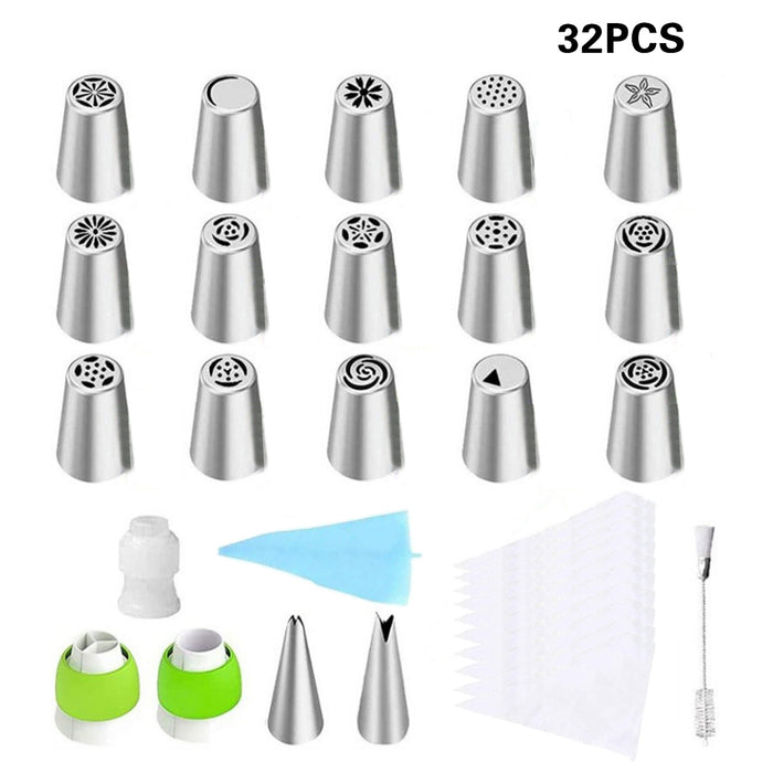 14 Or 32 Pcs Russian Piping Tips Set 430 Steel with 14in Bag