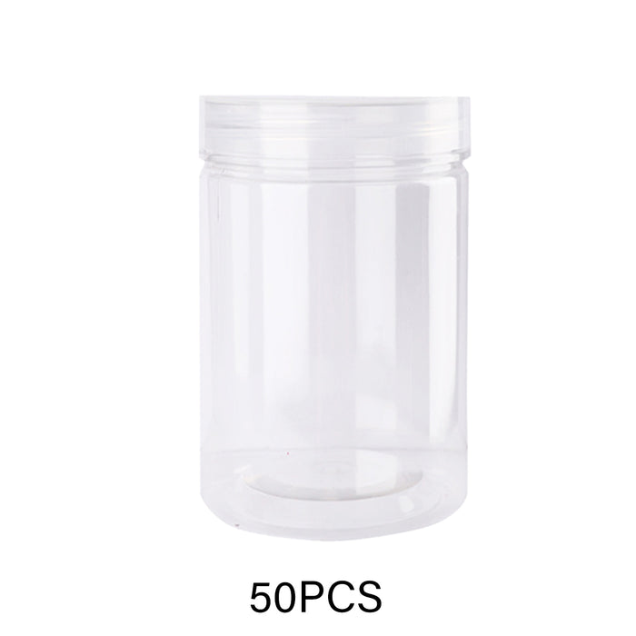 50 Pcs Wide Mouth Plastic Storage Bottles Airtight Screw Top Lids