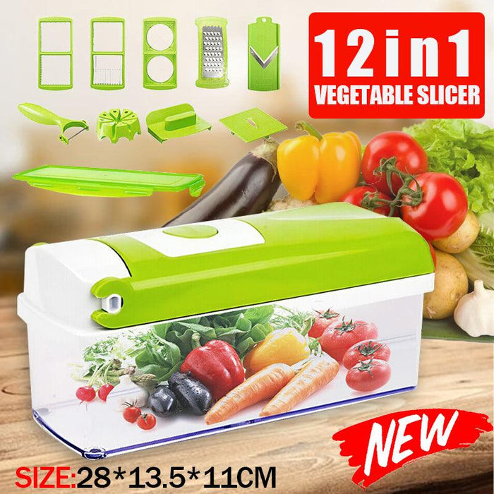 12Pcs Vegetable Slicer 420 Stainless Steel Blades ABS AS PP