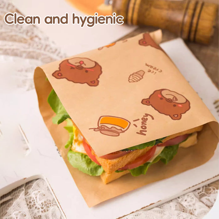 50 PCS Sandwich Disposable Paper Bags Food Grade Oil Proof Food Storage Packing