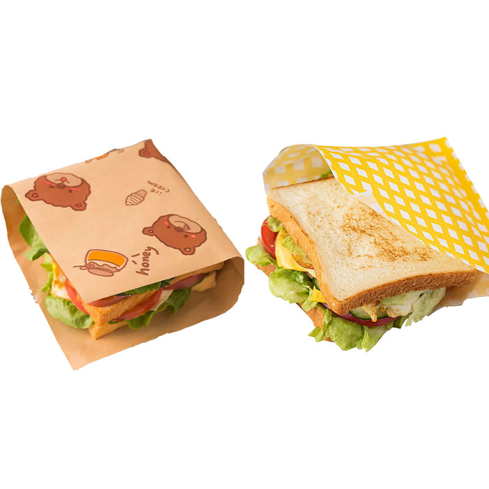50 PCS Sandwich Disposable Paper Bags Food Grade Oil Proof Food Storage Packing